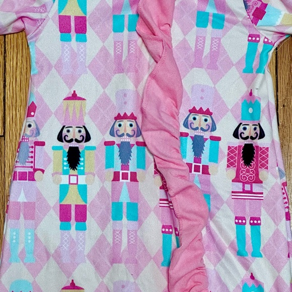 Pajamas Pink Ruffle Nutcracker Zipper Onesie Holiday Christmas